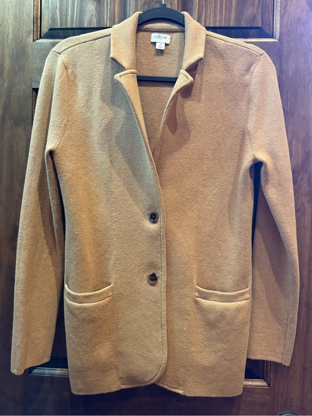 J. Crew Women's Camel Wool-Blend Single-Breasted Sweater Blazer/Coat